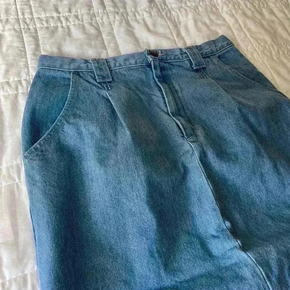 American Profile Jeanswear vintage medium light wash denim midi skirt size 16 - Picture 4 of 4